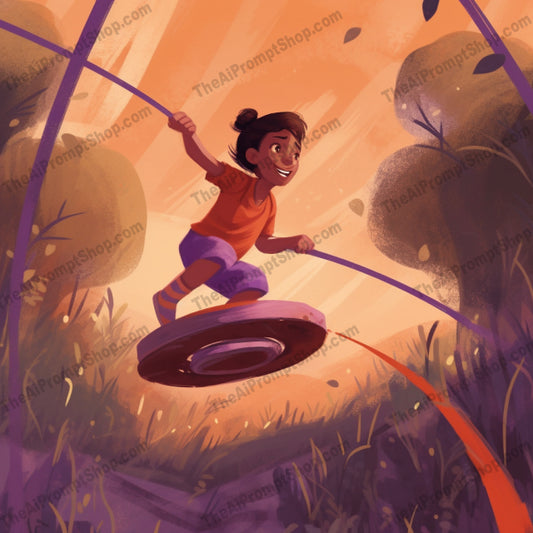 AI Midjourney Prompt for C106 - Storybook Illustrations - Lively Tire Swing Adventure