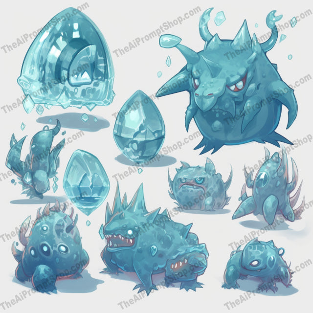 AI Midjourney Prompt for Aquamarine Crystal Monsters