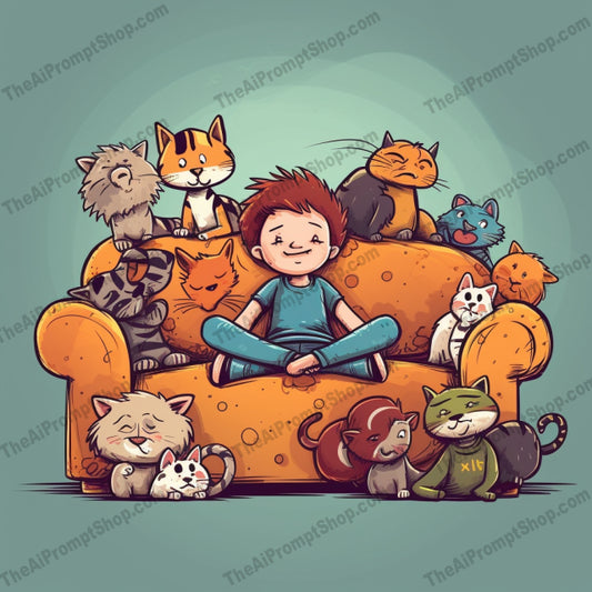 AI Midjourney Prompt for C234 - Storybook Illustrations - Couch Animal Companions