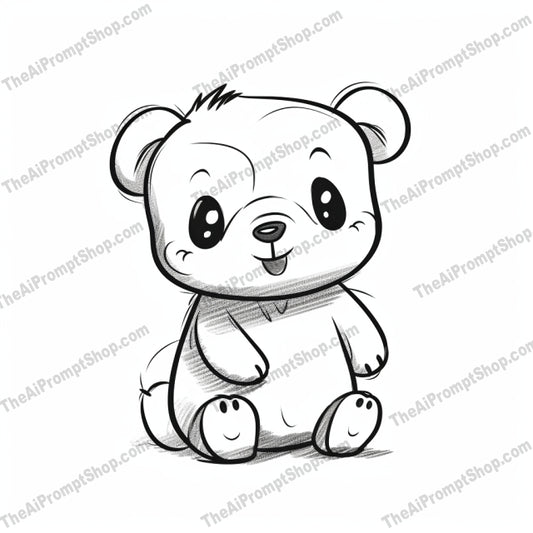 AI Midjourney Prompt for Watercolor Coloring Pages with Cute Animal