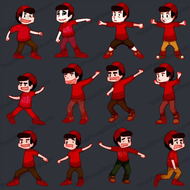 AI Midjourney Prompt for Pixelated Boy Poses