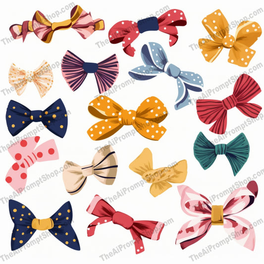 AI Midjourney Prompt for Clothing And Accessories - B224s -  Vintage Hair Clips and Bows