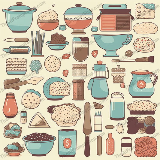 AI Midjourney Prompt for Patterns - B158s -  Playful Baking Tools