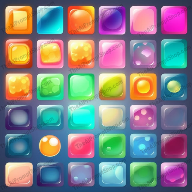 AI Midjourney Prompt for Colorful Square Icons