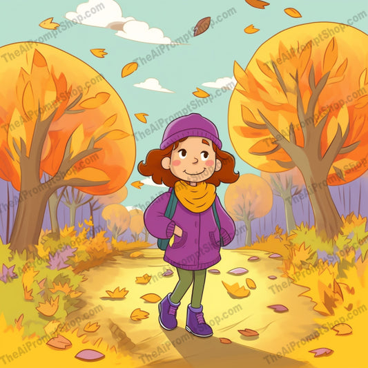 AI Midjourney Prompt for C23 - Storybook Illustrations - Cartoon Child in Autumn Park