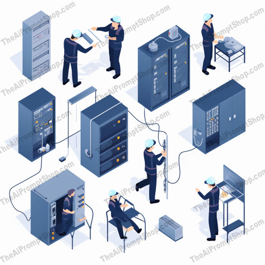 AI Midjourney Prompt for Isometrics - B46s -  Electricians at Work