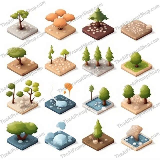 AI Midjourney Prompt for Gemstone Landscape Icons