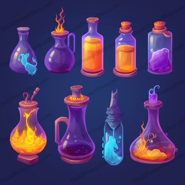 AI Midjourney Prompt for Magic Realism Liquid Vials