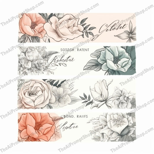 AI Midjourney Prompt for Florals - B26s -  Delicate Wedding Labels