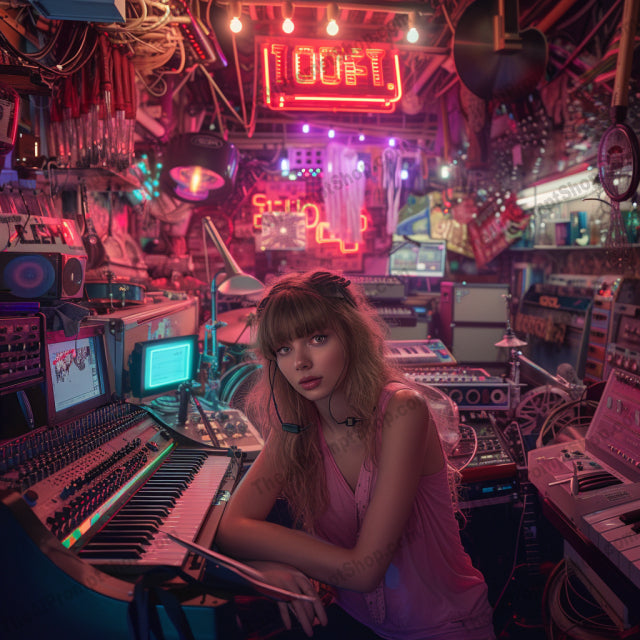 Neon Drenched Life Scenes AI MidJourney Image Prompt, Character Art, 4204