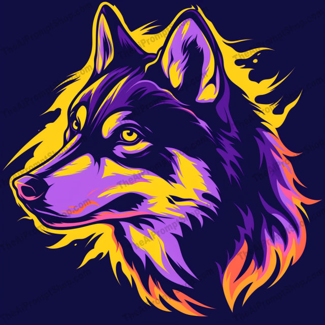 Neon Canine Spirit MidJourney Image Prompt, Character Art, 4189