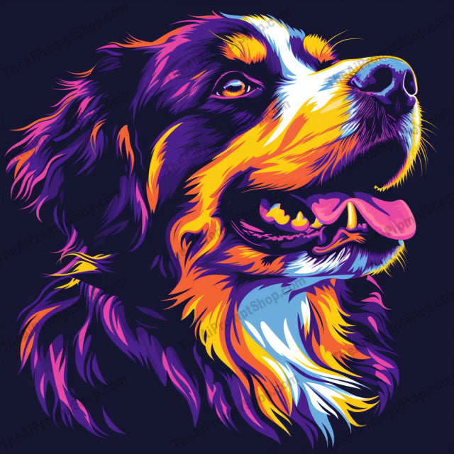 Neon Canine Spirit MidJourney Image Prompt, Character Art, 4189