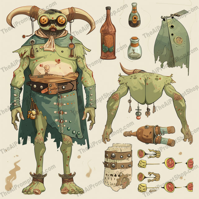 Fantasy Game Figures AI MidJourney Image Prompt, Game Assets, 4187