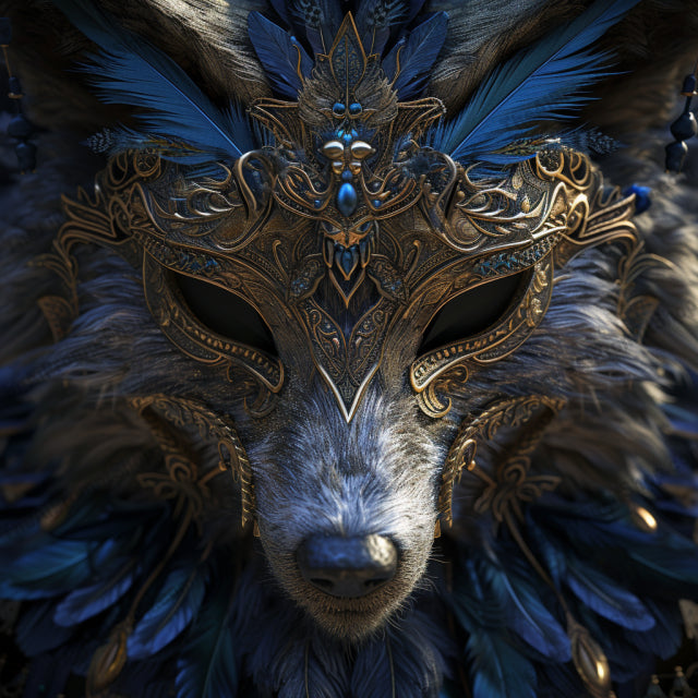 Regal Masquerade in Feathers and Gold AI MidJourney Image Prompt, Character Art, 4180