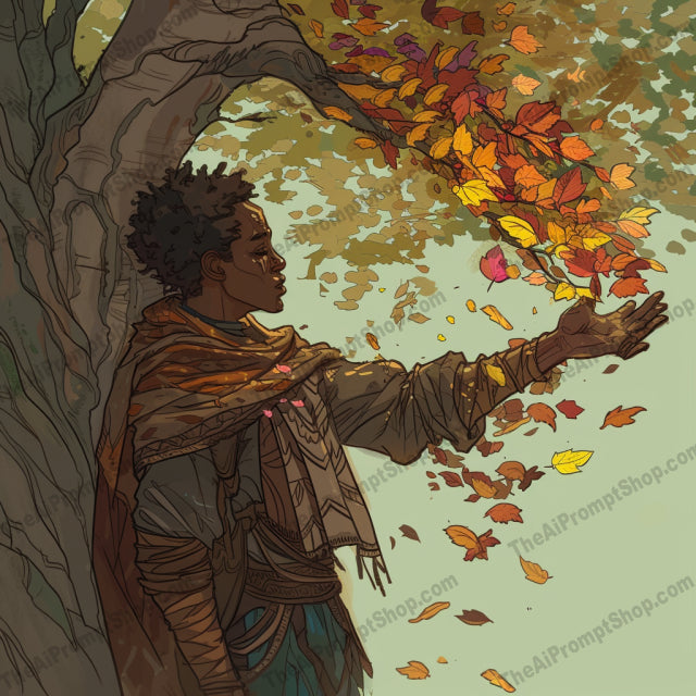 Autumn's Enchantment AI MidJourney Image Prompt, Character Art, 4251