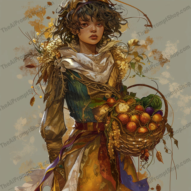 Autumn's Enchantment AI MidJourney Image Prompt, Character Art, 4251