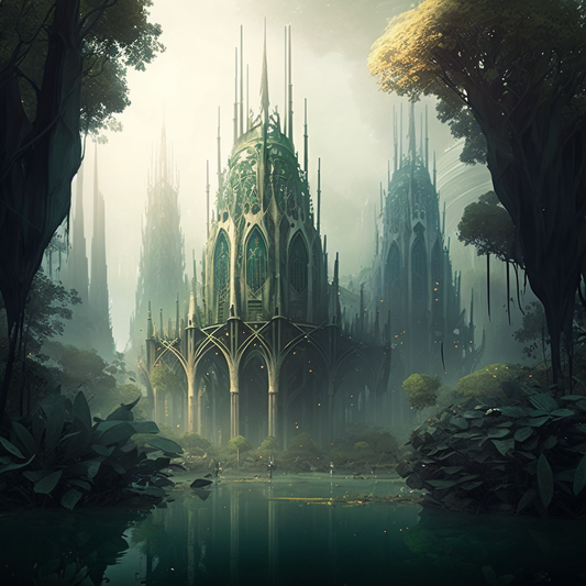 AI Midjourney Prompt for Misty Verdant Kingdom