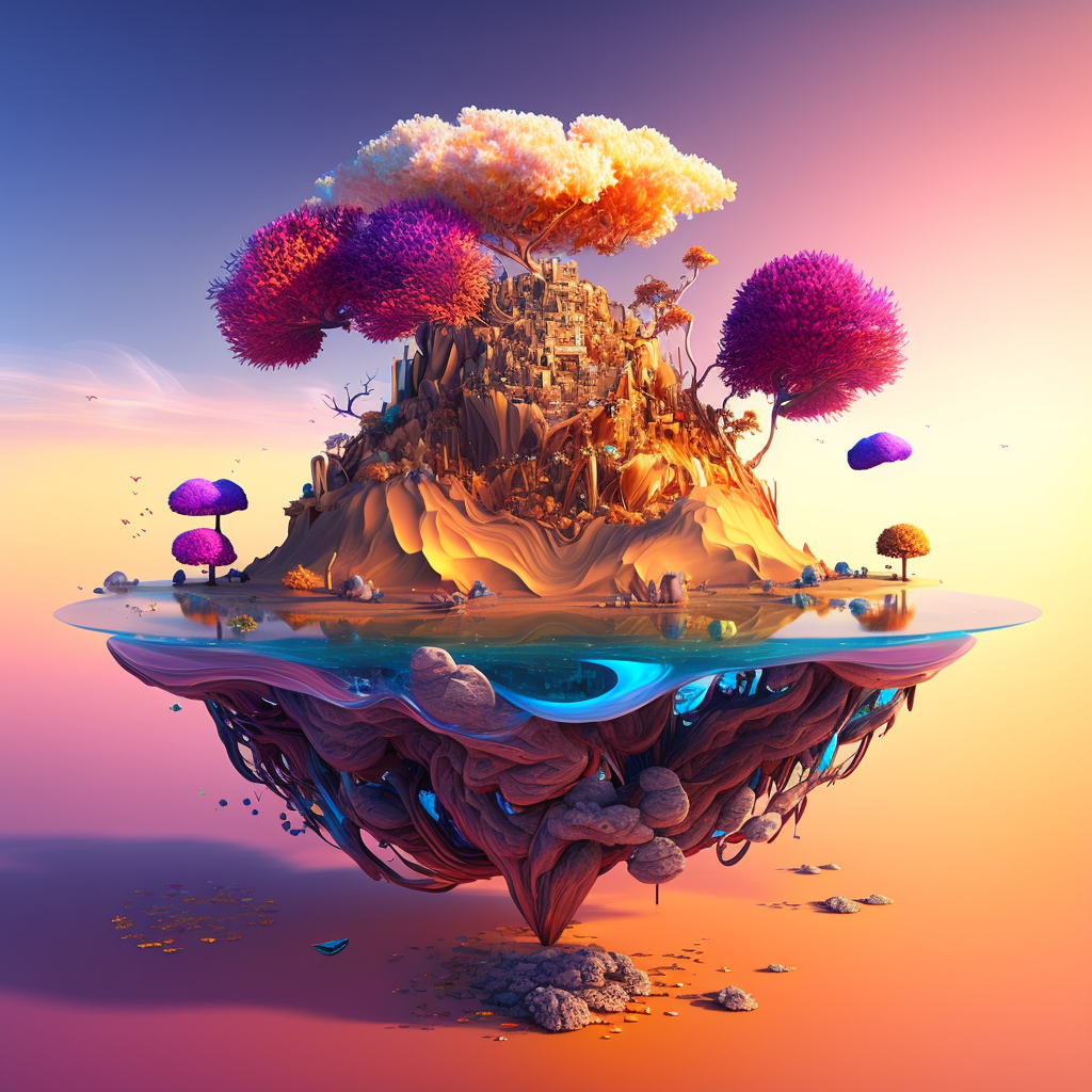 AI Midjourney Prompt for Golden Sunset Island