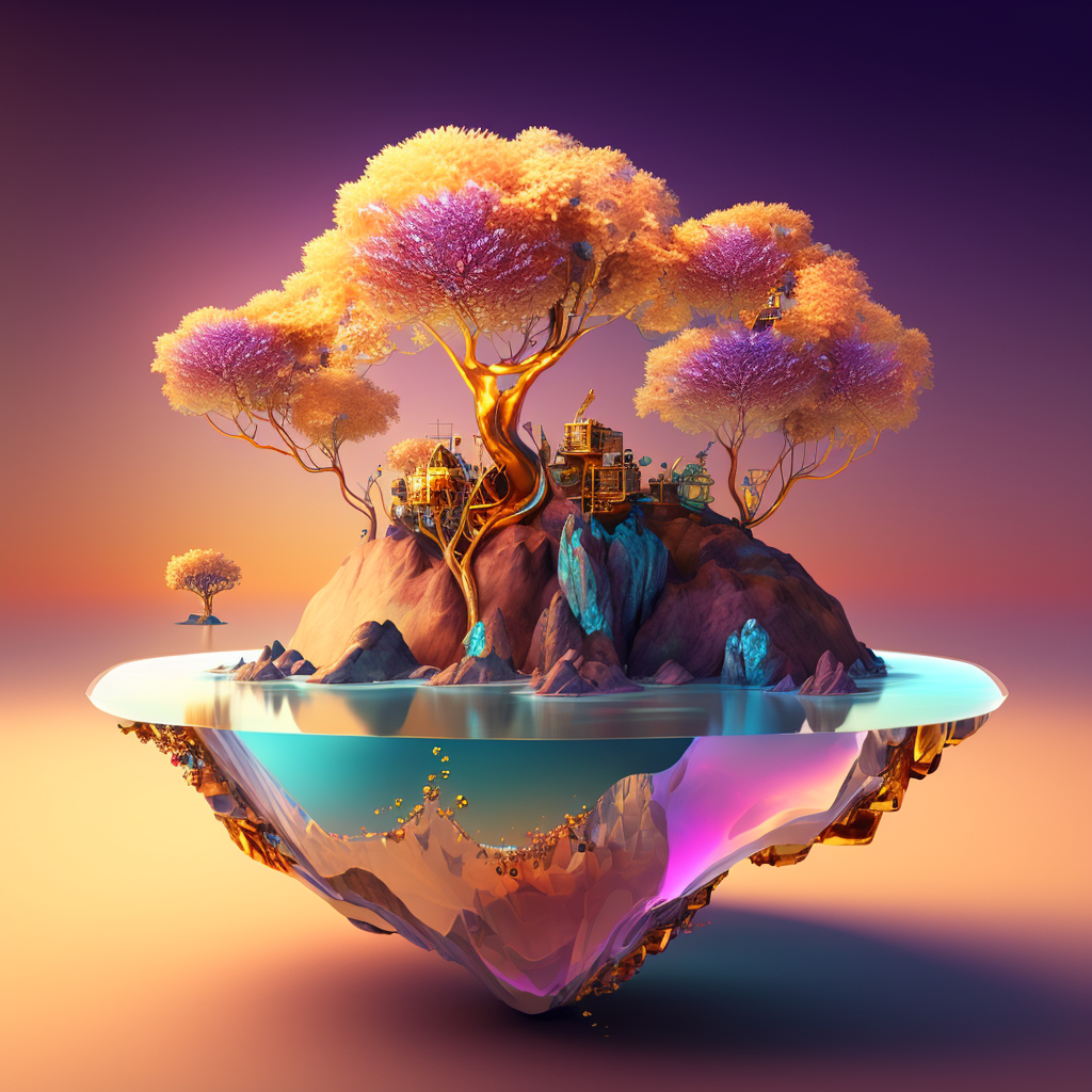 AI Midjourney Prompt for Golden Sunset Island