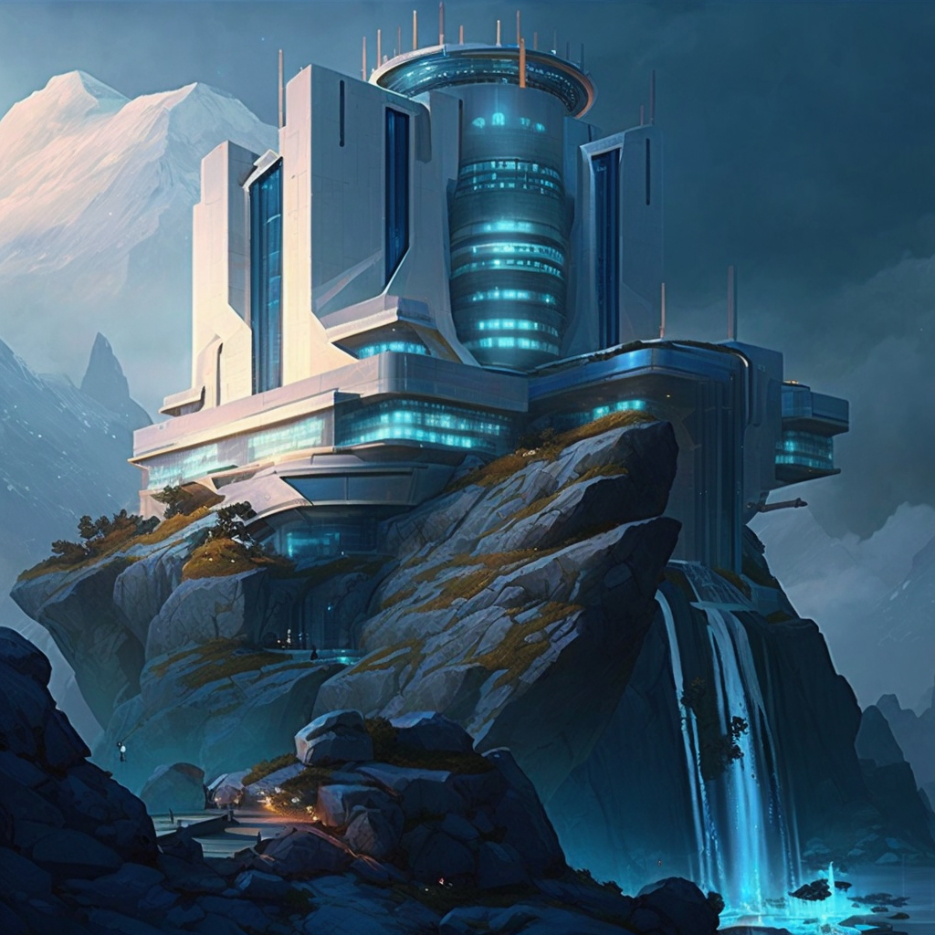 AI Midjourney Prompt for Futuristic Cliffside Facility