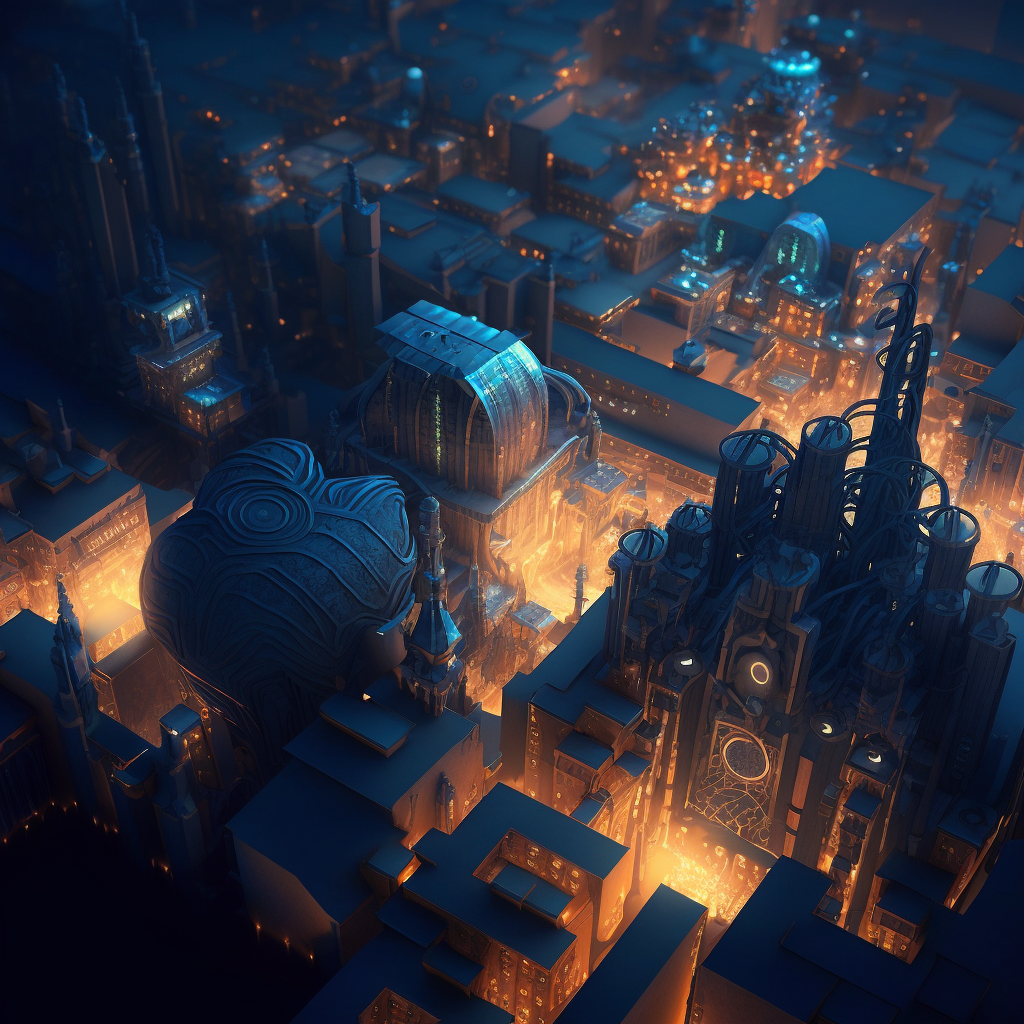 AI Midjourney Prompt for Moonlit Fractal City