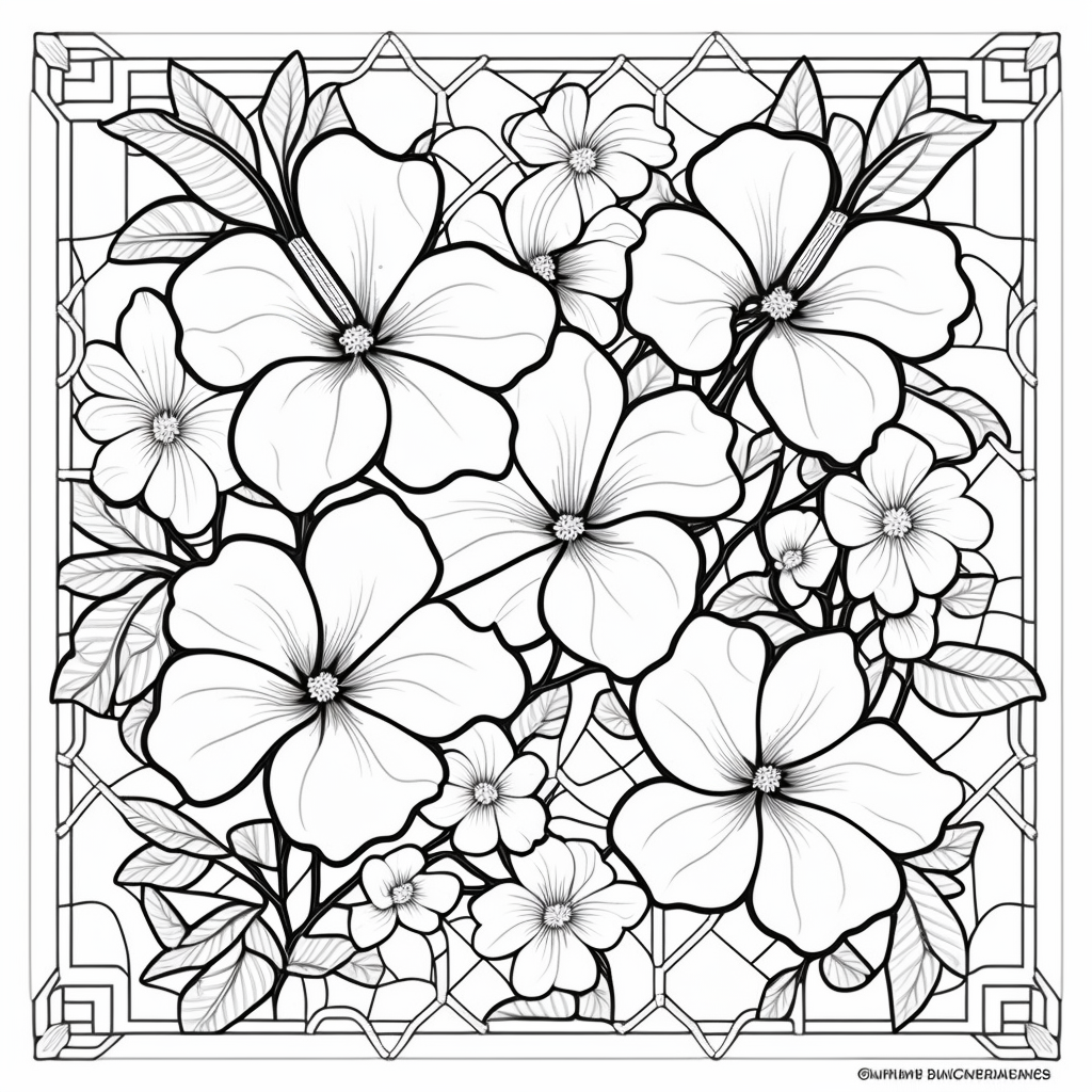 AI Midjourney Prompts for Geometric flower Coloring pages