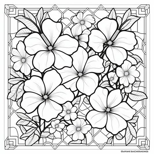 AI Midjourney Prompts for Geometric flower Coloring pages