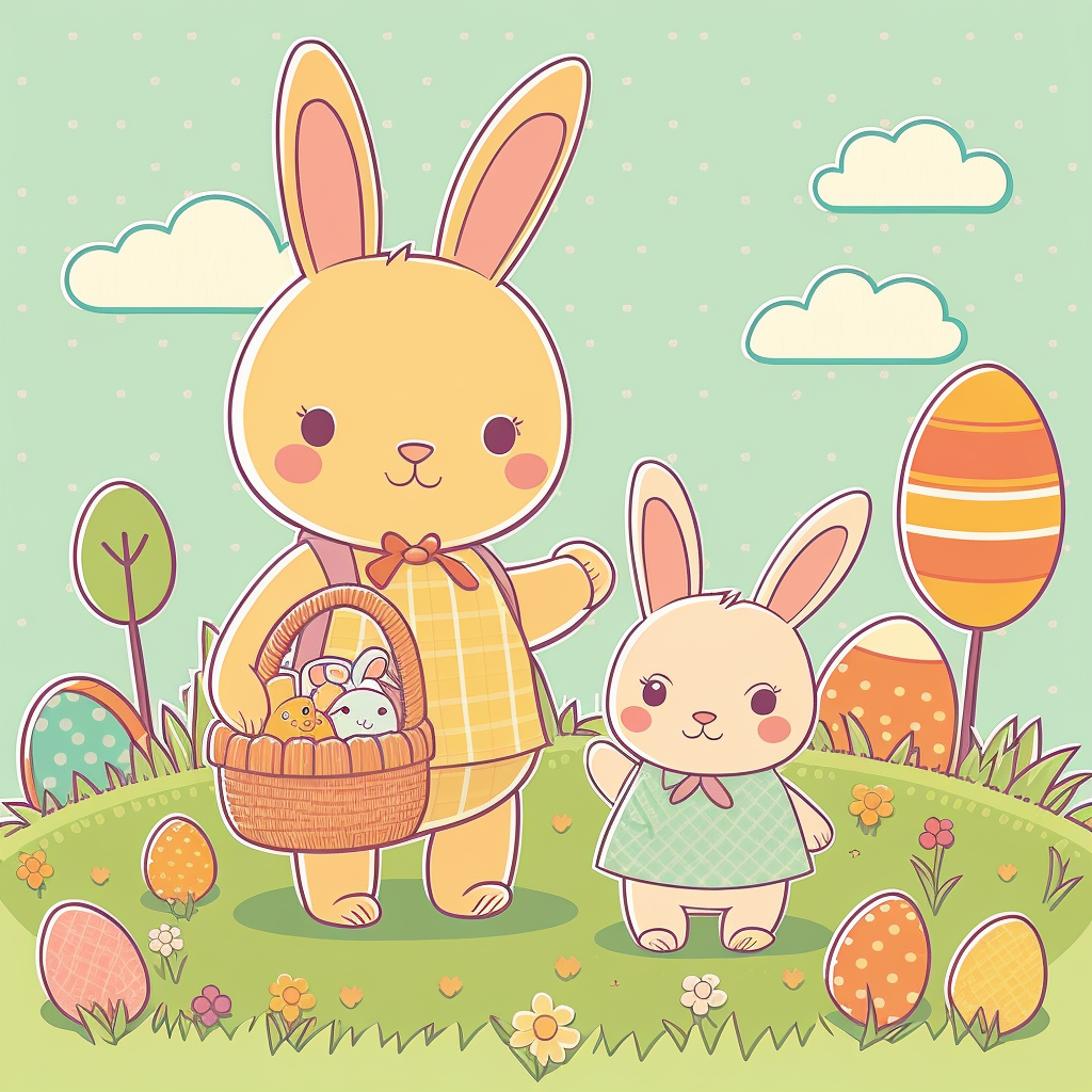 AI Midjourney Prompt for Pastel Bunny Basket