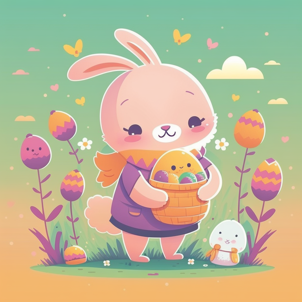 AI Midjourney Prompt for Pastel Bunny Basket