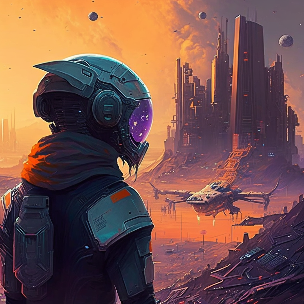 AI Midjourney Prompt for Futuristic Alien Cityscape