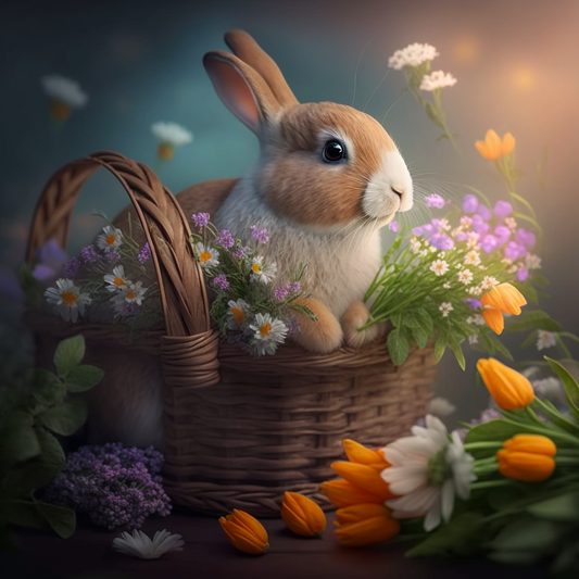 AI Midjourney Prompt for Easter Bunny with Egg Basket