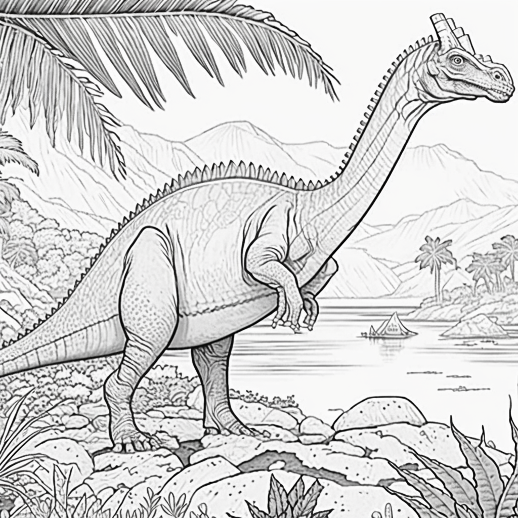 AI Midjourney Prompts for Dinosaur coloring pages
