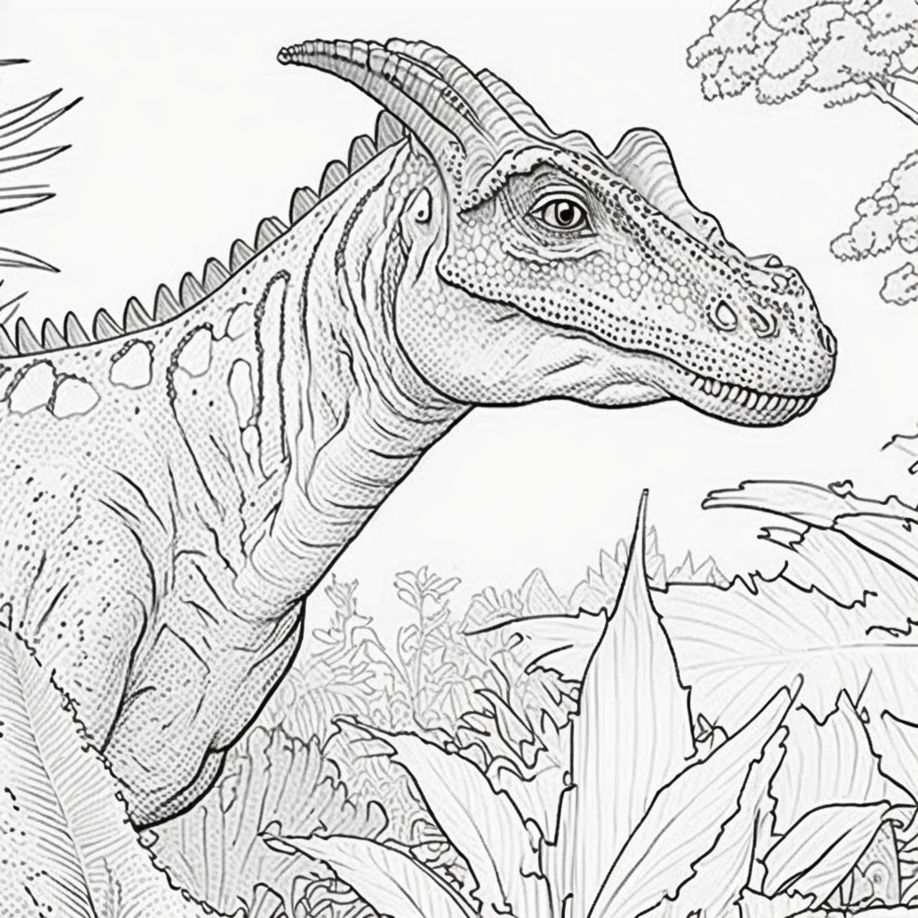 AI Midjourney Prompts for Dinosaur coloring pages