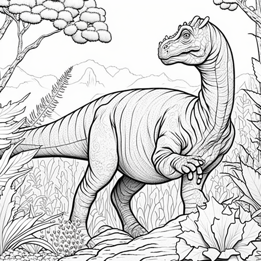 AI Midjourney Prompts for Dinosaur coloring pages