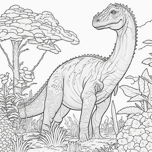 AI Midjourney Prompts for Dinosaur coloring pages