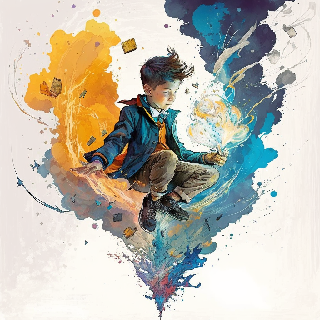 AI Midjourney Prompt for Storybook Illustrations - Levitating Young Magician