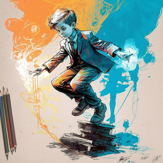 AI Midjourney Prompt for Storybook Illustrations - Levitating Young Magician