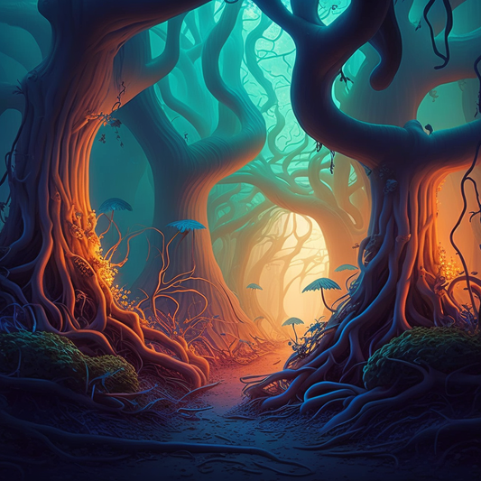 AI Midjourney Prompt for Enchanting Twisted Forest
