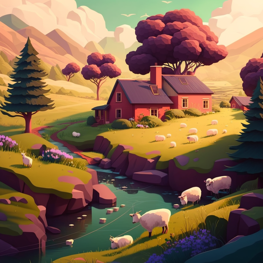 AI Midjourney Prompt for Colorful landscape