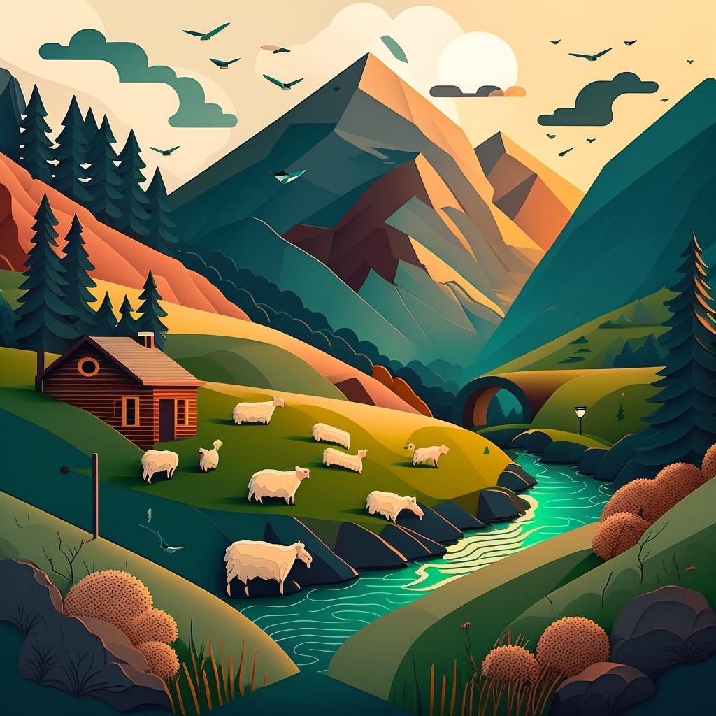 AI Midjourney Prompt for Colorful landscape