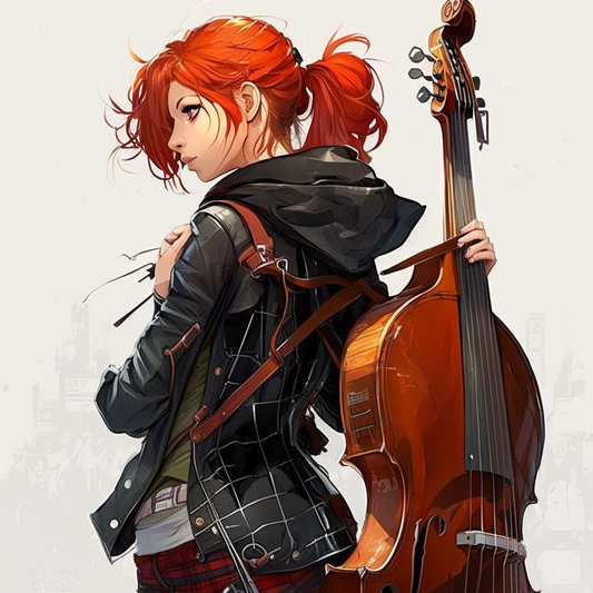 AI Midjourney Prompt for Anime character with Musical Instrument