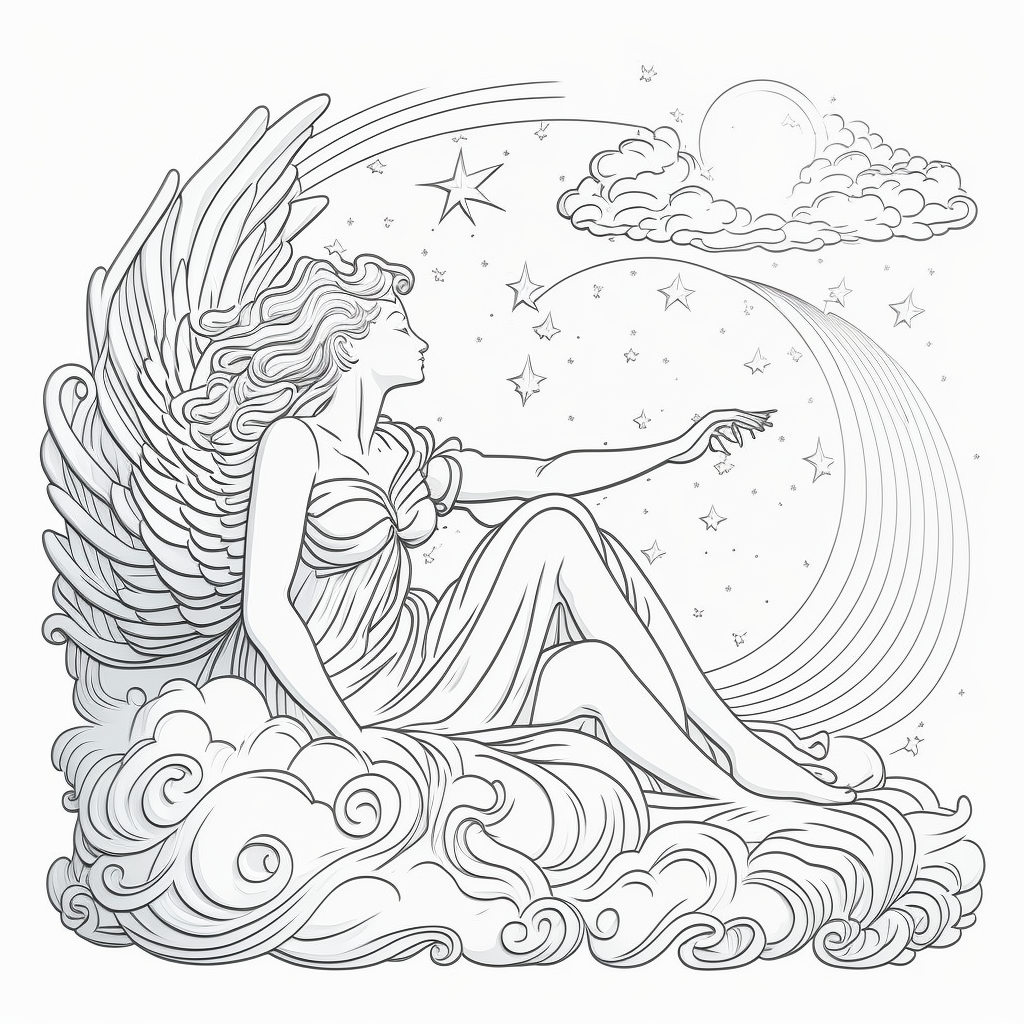 AI Midjourney Prompt for Celestial Coloring Page