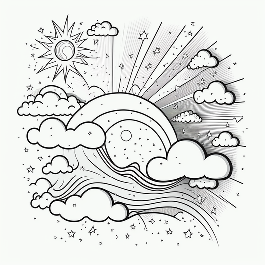 AI Midjourney Prompt for Celestial Coloring Page