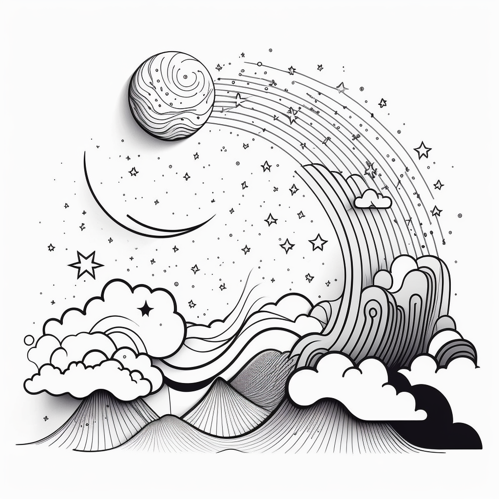 AI Midjourney Prompt for Celestial Coloring Page