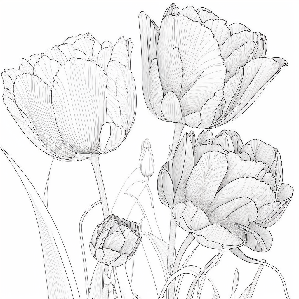 AI Midjourney Prompts for Flower Coloring pages