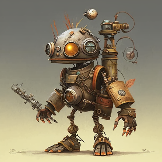 AI Midjourney Prompt for Metal Robots