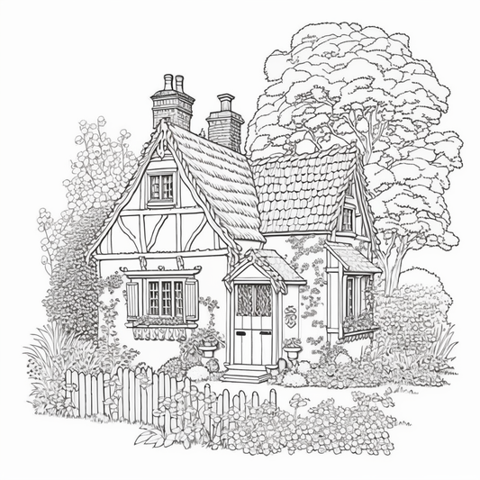 AI Midjourney Prompts for Adult house coloring pages