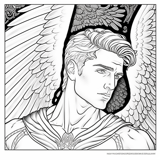 AI Midjourney Prompts for Angelic Adult coloring pages