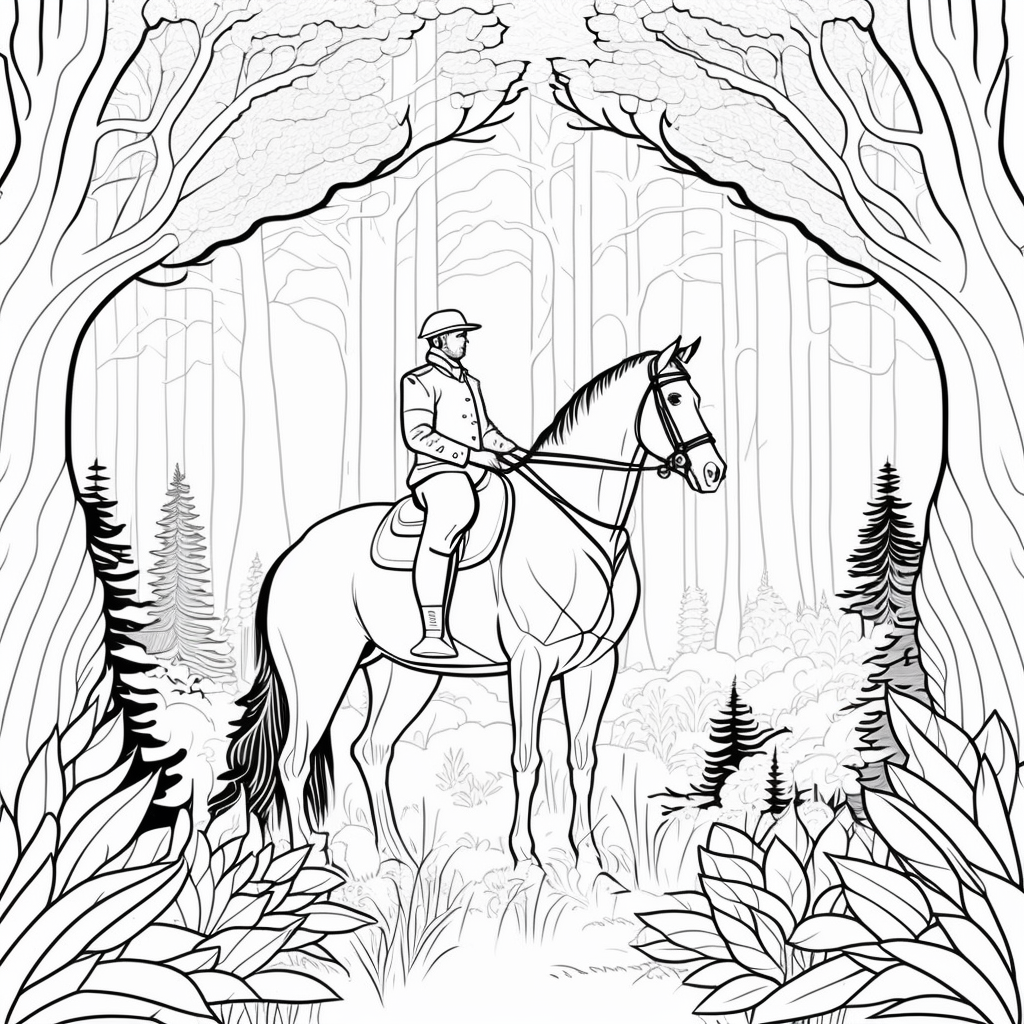 AI Midjourney Prompts for Animals in Forest Coloring pages