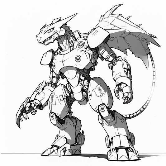 AI Midjourney Prompts for Robot Style Coloring pages